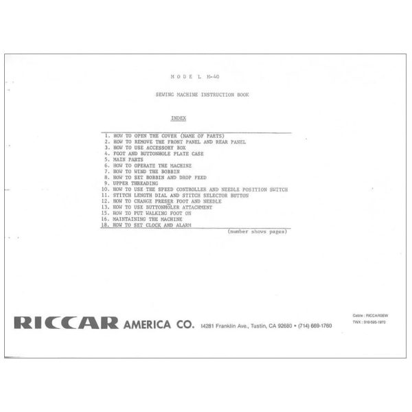Riccar M40 Instruction Manual Online Hot Sale - Image 2