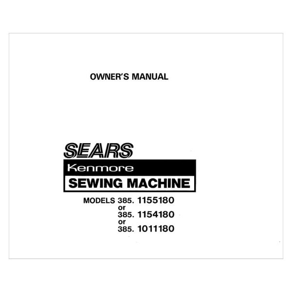 Kenmore 385.115418 0Instruction Manual on Sale