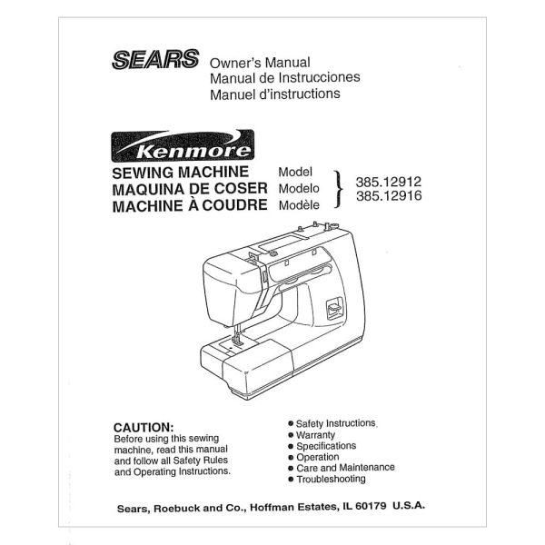 Kenmore 385.12912 Models Instruction Manual Sale